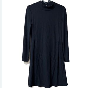 Madewell Ribbed Knit High Neck Long Sleeve Sweater Dress Stretch Fitted Black XS